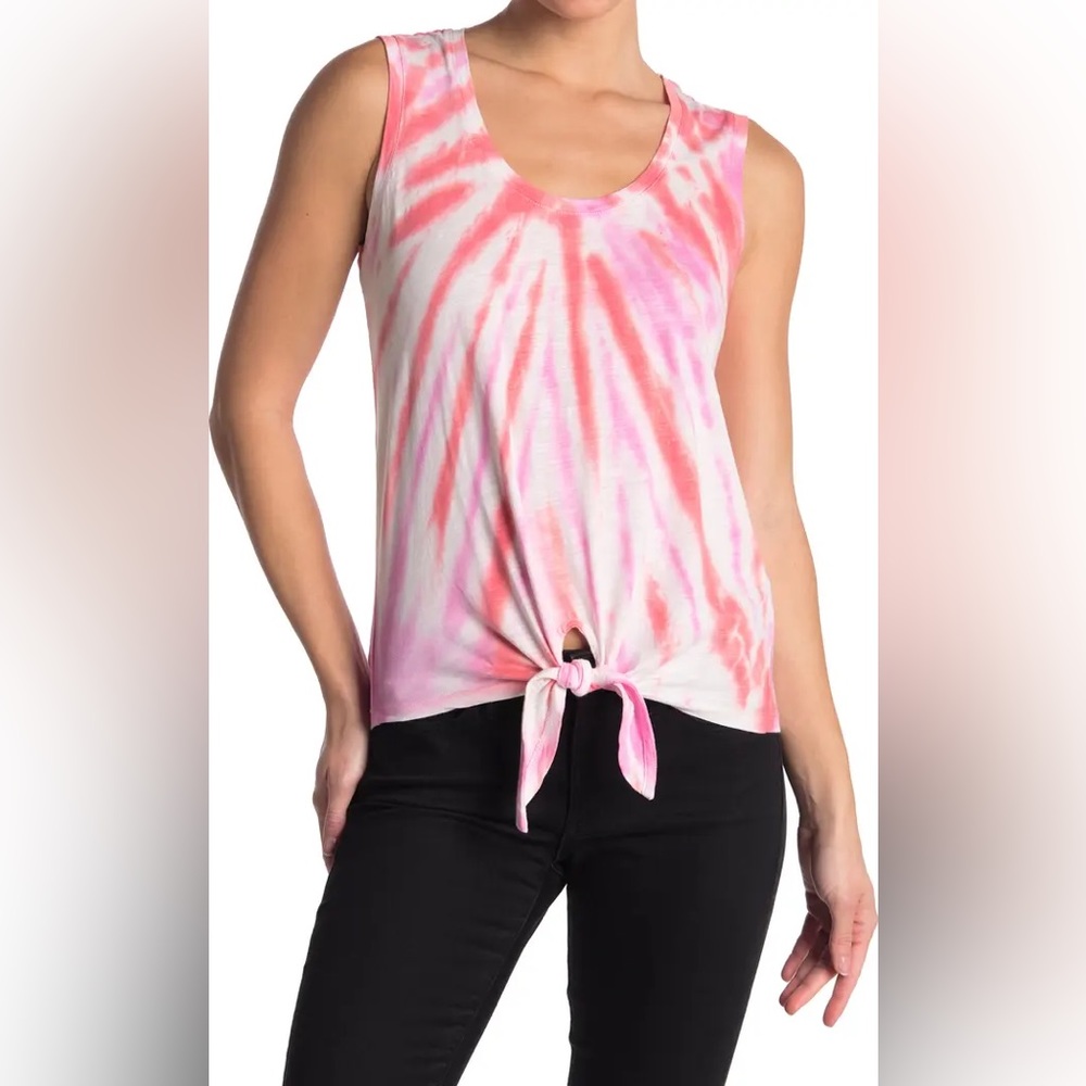 🆕 SANCTUARY tie front pink tie dye top size medium (86)